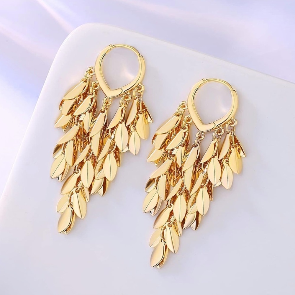 Luxe Golden Leaf Cascade Earrings